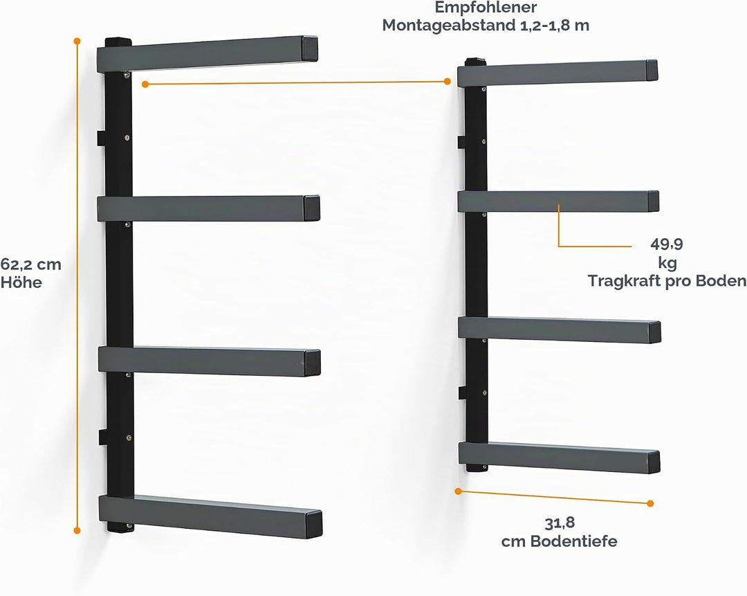 Bora Portamate Holzregal mit 4 Ebenen, Holzregal und Garagenwandaufbewahrung für den Innen- und Auss