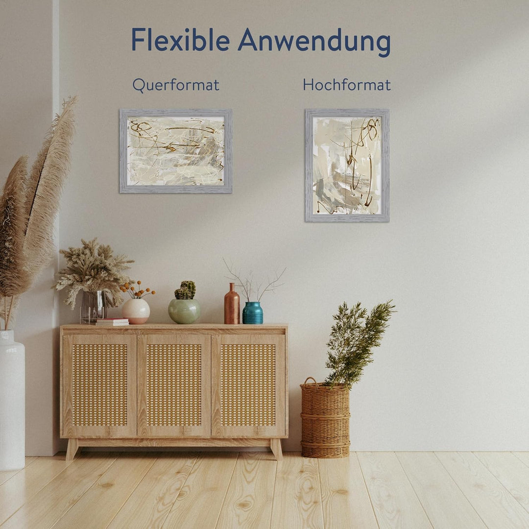 WANDStyle Bilderrahmen Strandhaus Stil 30x45cm I Farbe: Grau I Fotorahmen I rustikaler Holzbilderrah