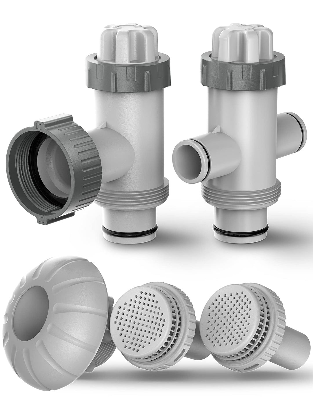 POOLHACKER Poolfilter-Set (Kolbenventil, Kolbenventil, Abzweigrohr, Abluftsieb, 1 ¼ Zoll, Einlassdüs