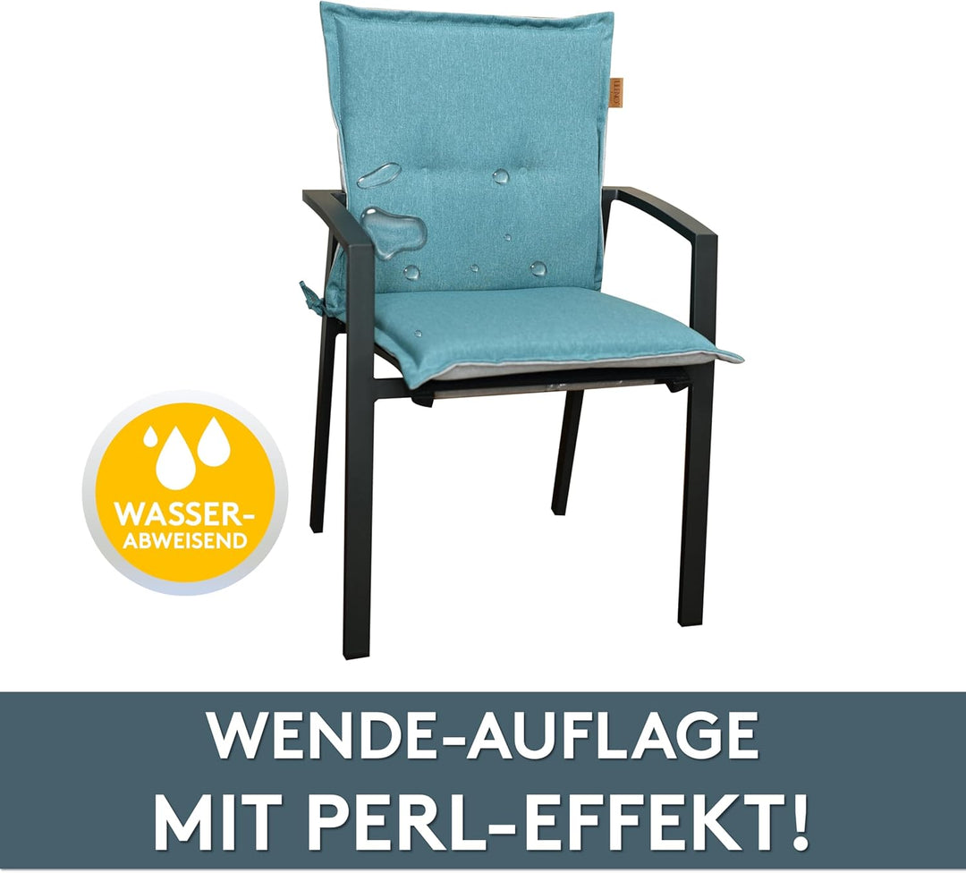 LILENO HOME Gartenstuhl Auflagen [2er Set - Niedriglehner] in Türkis - Bequeme Liegen als Sitzauflag
