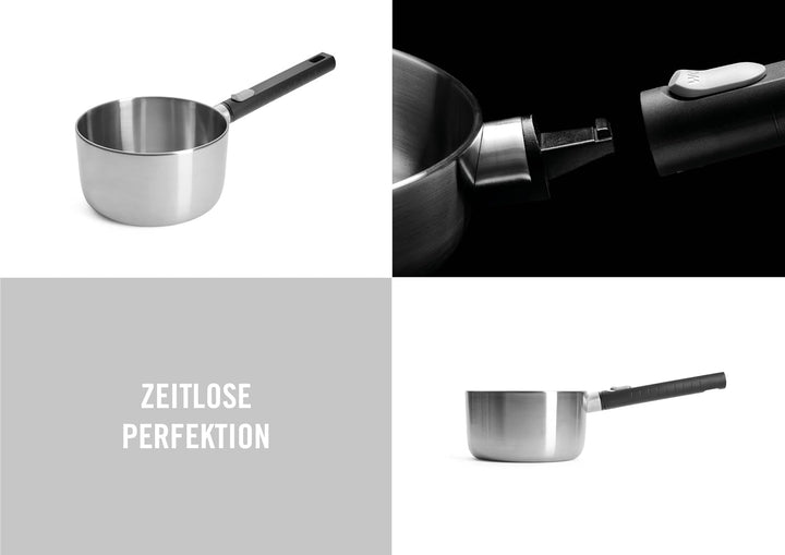 Woll Logic Steel Stieltopf - Induktiv - Ø 18 cm, 10 cm hoch, mit abnehmabarem Stiel - Geeignet für a