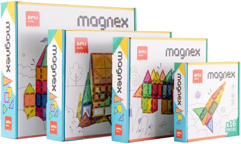 APLI Kids 20137 Magnex Magnetisches Bauset, 60 Teile | 3D-Set für Kinder 3+ | Bunte magnetische geom
