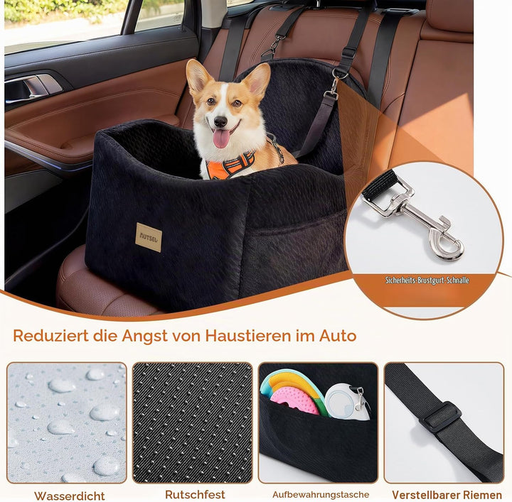 Hunde Autositz für kleine &amp; mittlere Hunde – Wasserfest &amp; waschbarer Hundesitz Auto mit Sicherheitsg