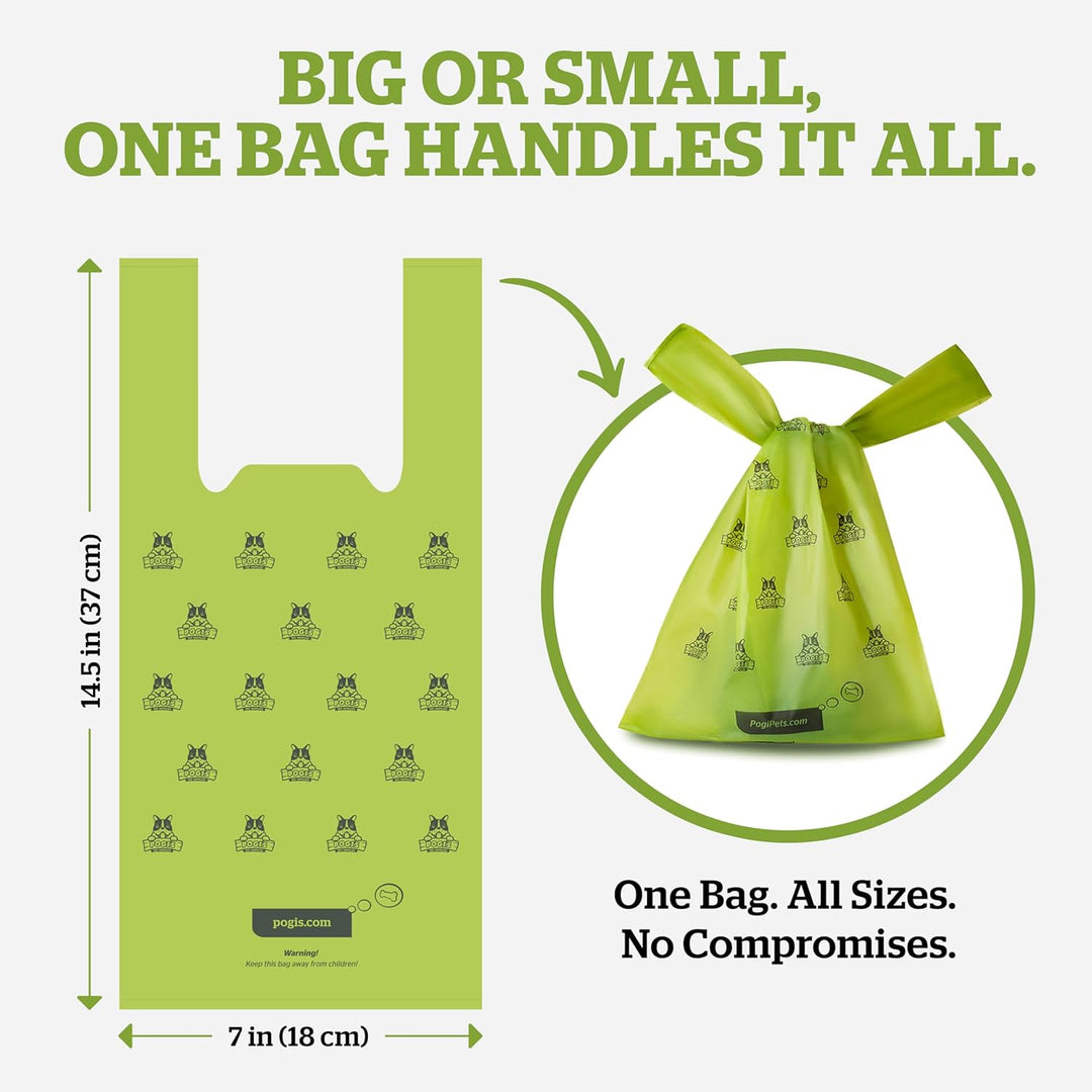 Pogi Hundekotbeutel mit Griffen, parfümiert, gross, auslaufsicher und reissfest – 300 Stück, 1 st&#x