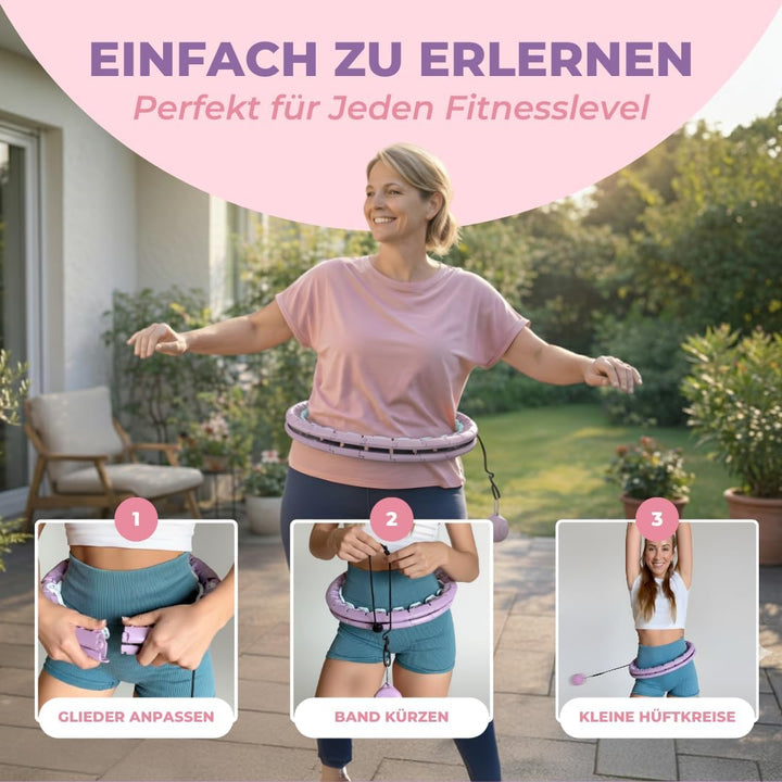 Swiss Activa+ Smart Hula Hoop Reifen Erwachsene - 60-112cm - Hula Hoop mit Gewicht Kugel - Hoola Hoo