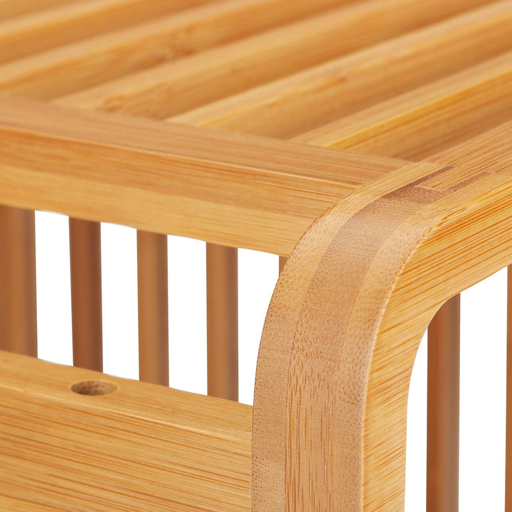 Relaxdays 3 Ablagen, Natur Regal, abgerundetes Standregal, schmales Badregal, quadratisch, HBT: 64,7