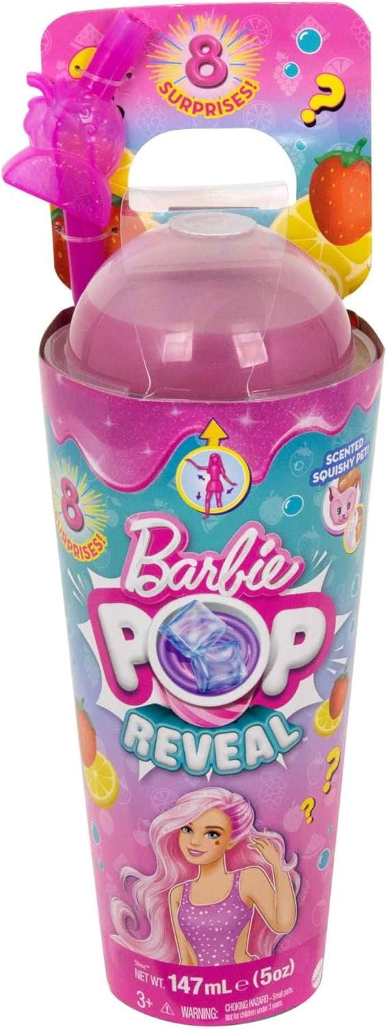 Barbie Pop Reveal Fruit - Puppe mit roten Haaren im Wassermelonenduft, 8 Überraschungen, duftendes S