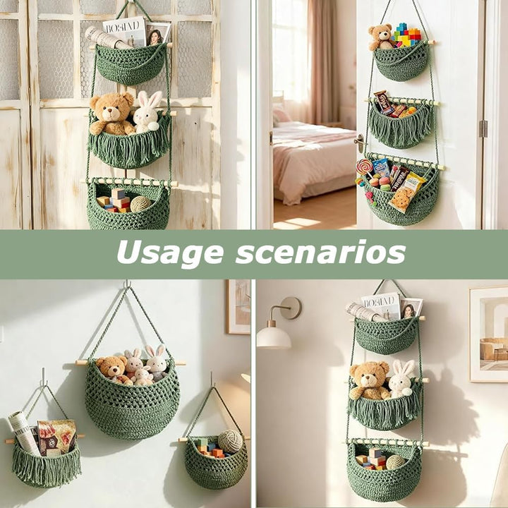 Hängender Organizer Wand, 3 Stufiger Hängeorganizer Organizer Wand Organizer, Boho Decorative Hangin