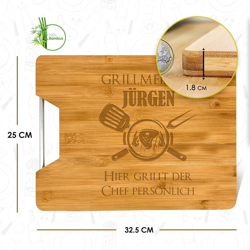Saphir Design Schneidebrett mit Gravur | Schneidebrett aus Holz mit persönlicher Gravur für Geburtst