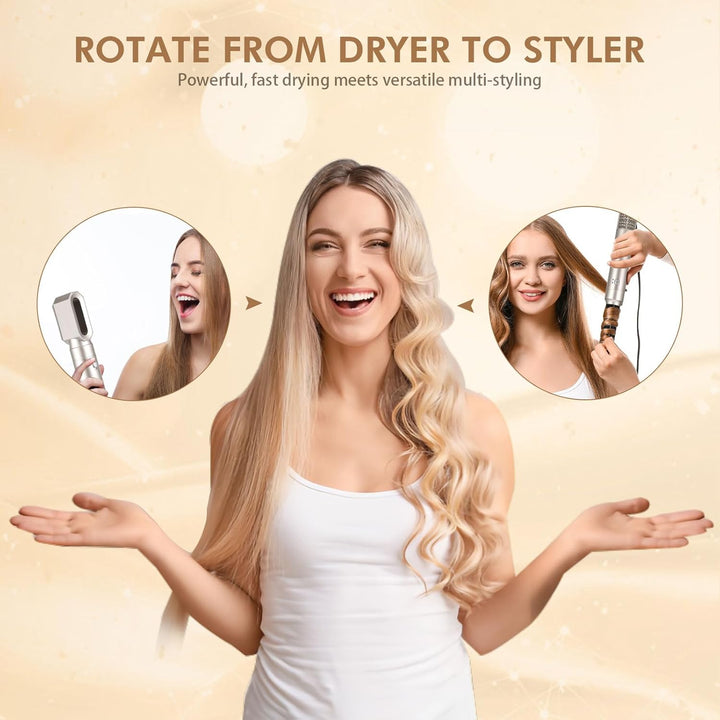 6 in 1 Haartrockner Warmluftbürste Set, Air Styler mit 6 Aufsätze zum Trocknen, Glätten, Volumen und