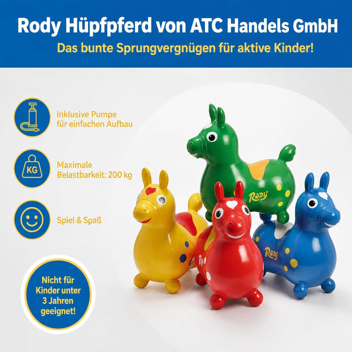 Rody Hüpfpferd + inkl. Pumpe von ATC, Sprungpferd Cavallo Ledraplastic Gymnic (rot), Rot