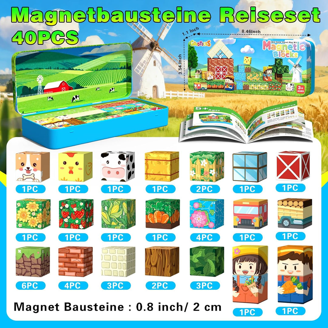 Goodtiles Magnetische Bausteine, Magnetbausteine, Reisespiele Kinder ab 3 | Magnetic Building Blocks
