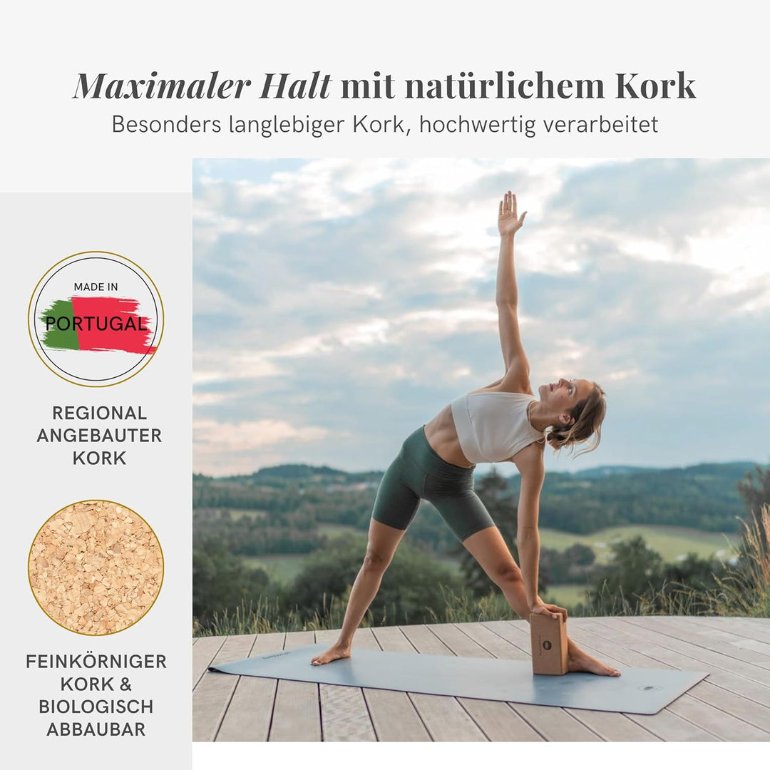 Lotuscrafts Yogablock 100% Kork | Supra Grip beim Yoga &amp; Dehnen | Yoga Block für Anfänger und Fortge