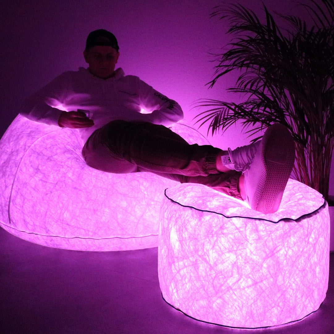 Tronje aufblasbarer LED Sitz-Hocker Ø60cm Puff bis 120kg Farbwechsel FB 18 LEDs Outdoor Fusshocker F