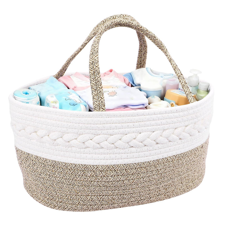 Zorplex Baby Windel Caddy Organizer, Wickeltisch Aufbewahrungskorb mit grossen Fächern und Griffen,