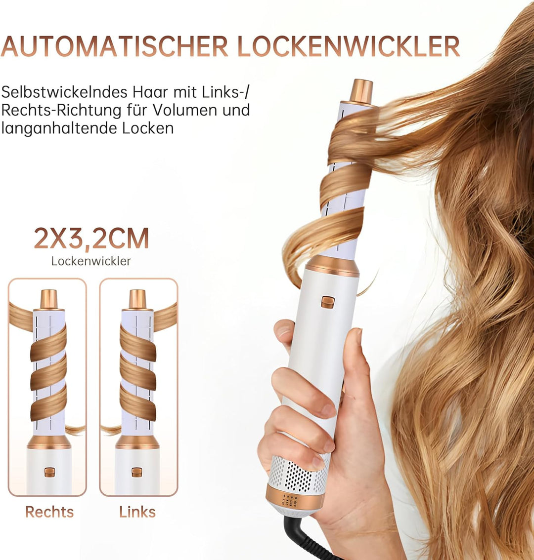 Air styler 5 in 1 Hair Styler 1000W Warmluftbürste Set Haarstyler Rundbürstenföhn, Lockenstab Automa