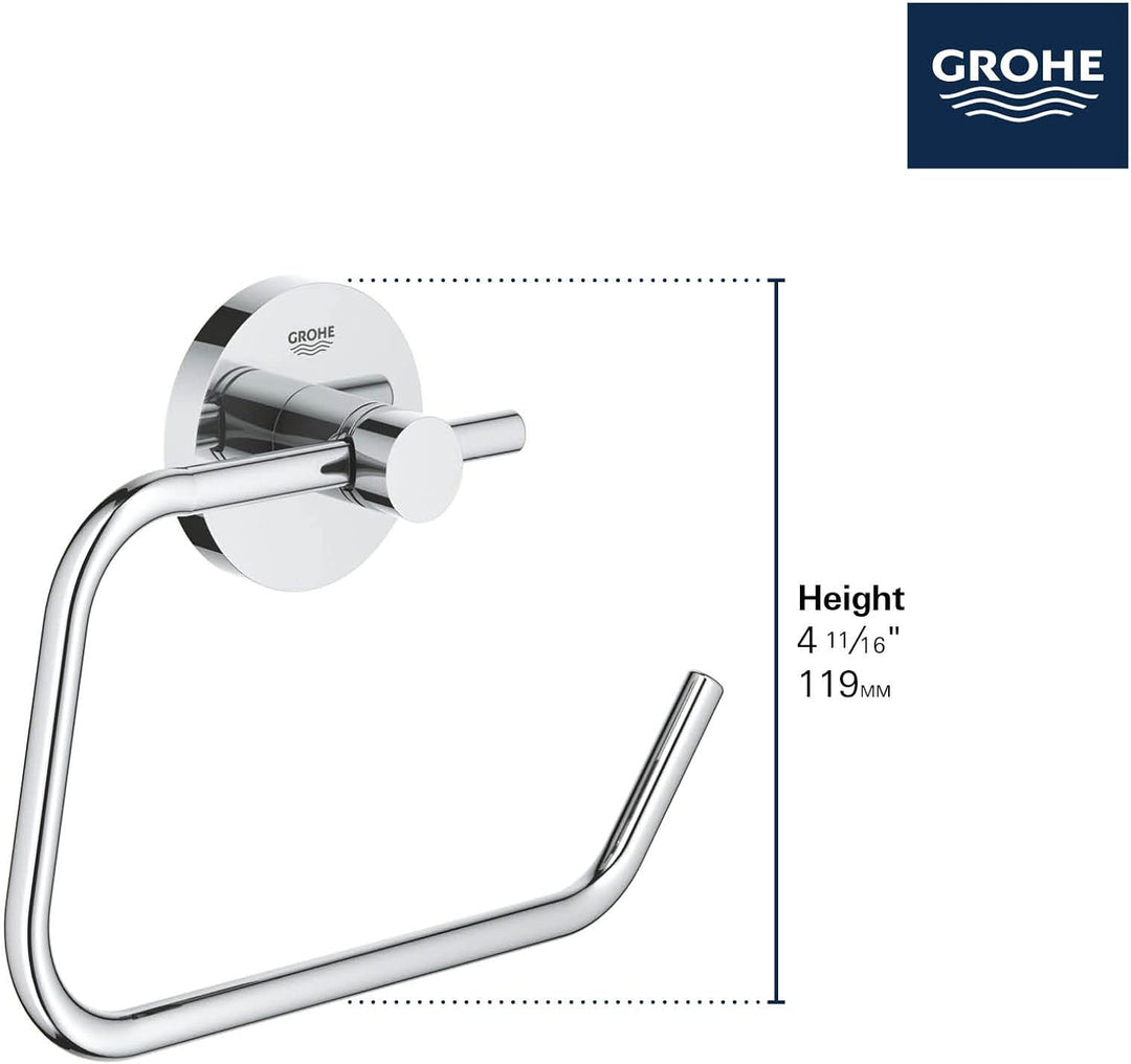 GROHE Essentials - WC-Papierhalter (Material: Metall, verdeckte Befestigung, zum bohren oder kleben)