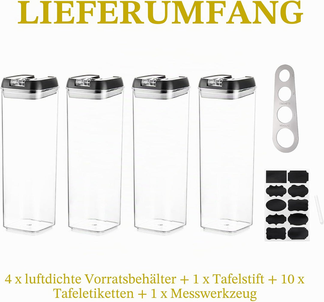 Vorratsdosen Aufbewahrungsbox Küche Vorratsbehälter Aufbewahrung: 4 Stück Luftdichte Pasta Behälter