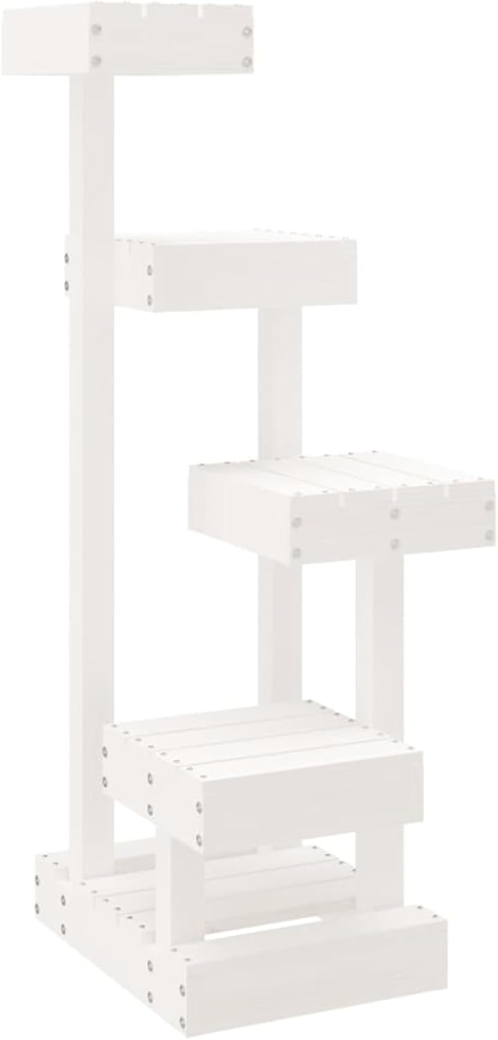 Homgoday Katzenbaum weiss 45,5 x 49 x 103 cm aus massivem Kiefernholz, Katzenspielzeug, Katzenspielz