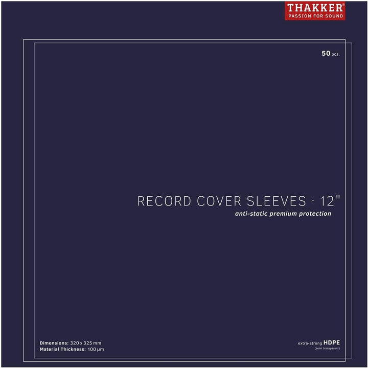 THAKKER Record Cover Sleeves - 12' - 50 antistatische Aussenhüllen | extra starker Premium-Schutz fü