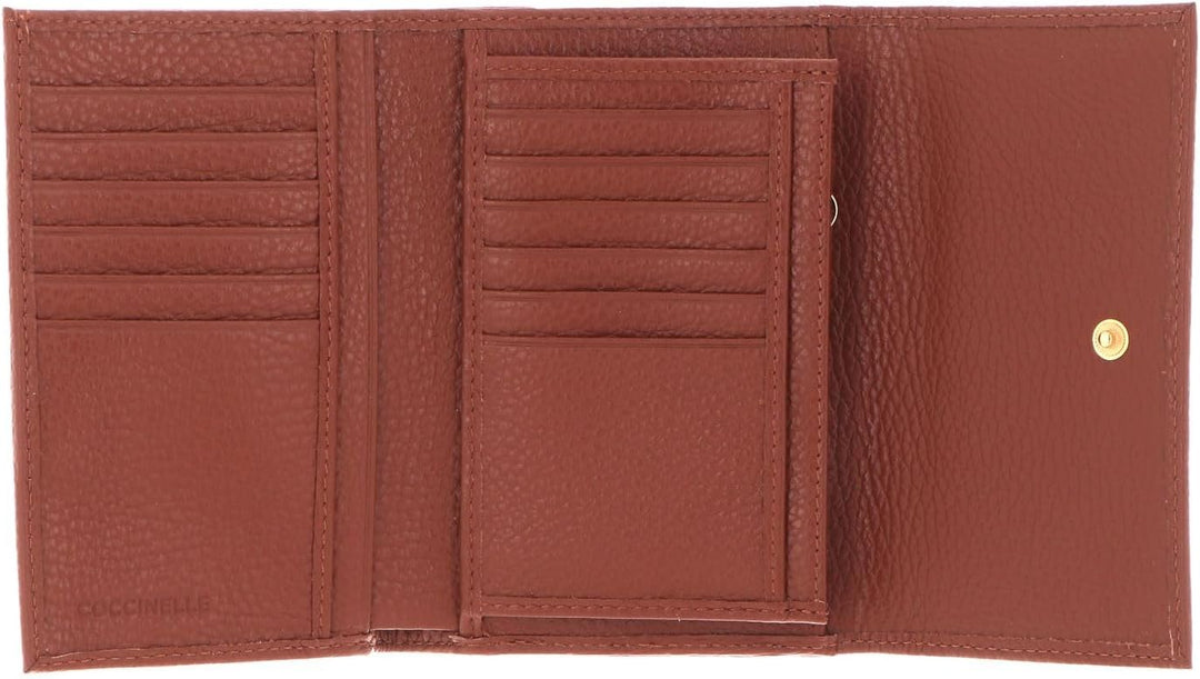 COCCINELLE Metallic Soft Wallet Grainy Leather Brule