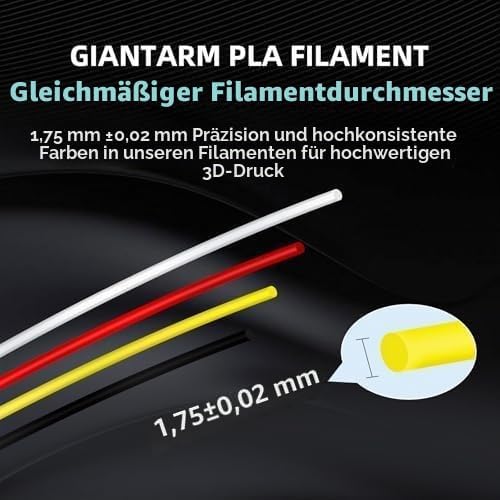 PLA Filament 1.75mm, GIANTARM 3D Drucker Filament PLA Weiss 1kg Spool AA-Weiss, AA-Weiß