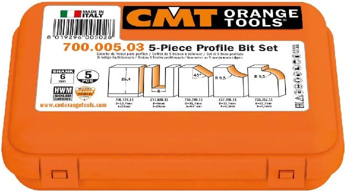 CMT 700.005.03 - Estuche 5 fresas rectas y perf. s=6 hw dx