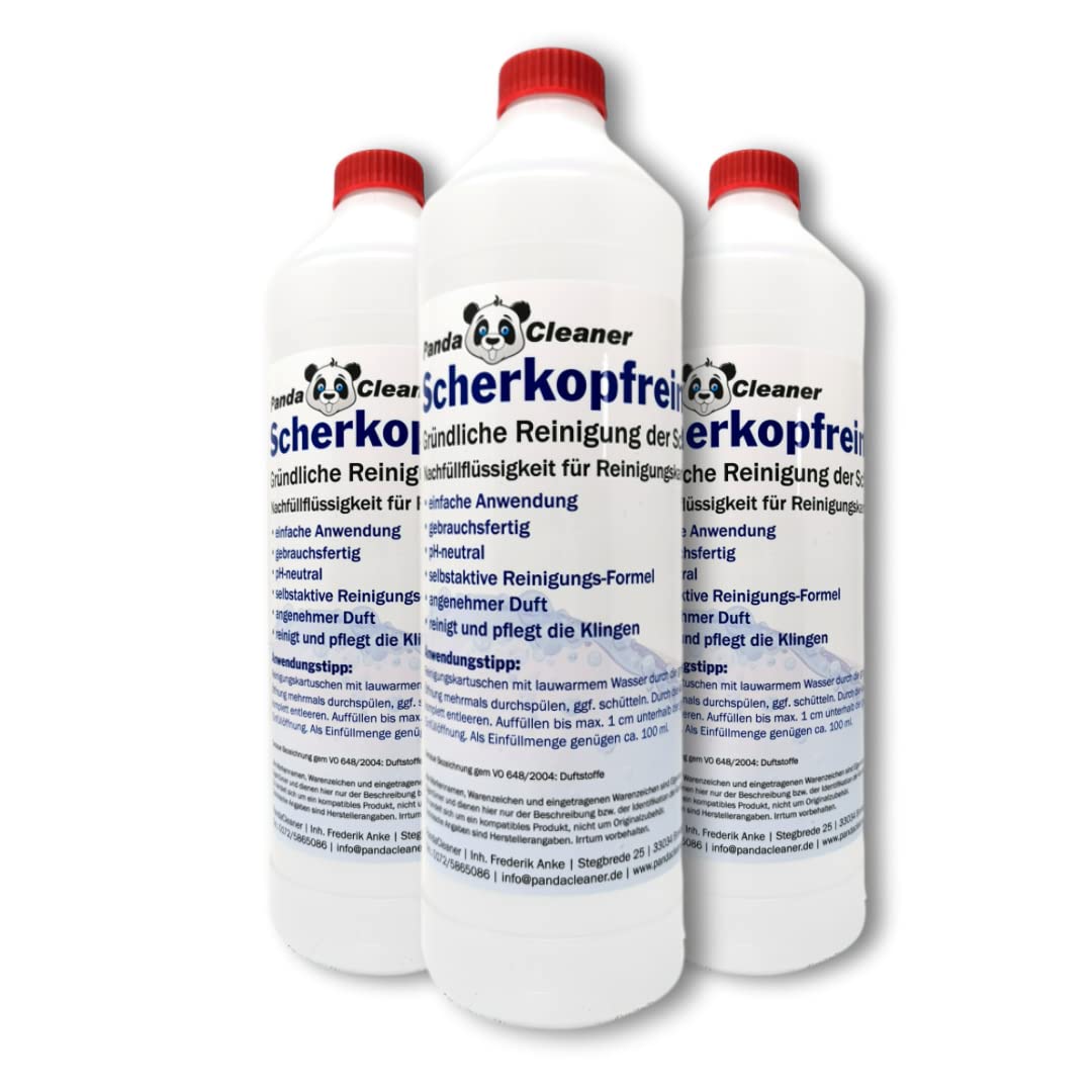 PandaCleaner Scherkopfreiniger 2.0 3er-Set 3000ml - Nachfüllflüssigkeit für Reinigungskartuschen | D