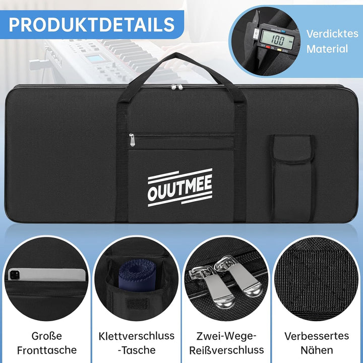 61 Keyboard Tasche Zwei Möglichkeiten Zum Tragen,103 x 40 x 13 cm Keyboard Piano Tasche,600D Waterpr