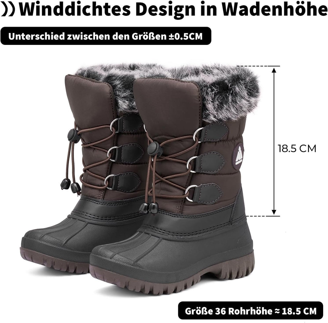 Mishansha Kinder Winterstiefel Gefüttert Wasserdichte Rutschfest Schneestiefel für Mädchen Jungen, G