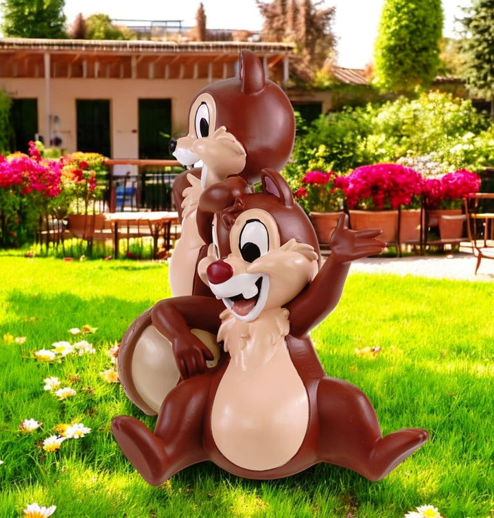 Gartenfigur Chip und Chap 33cm Wetterfest Disney Dekoration Garten und Zuhause | Polyresin Statue |