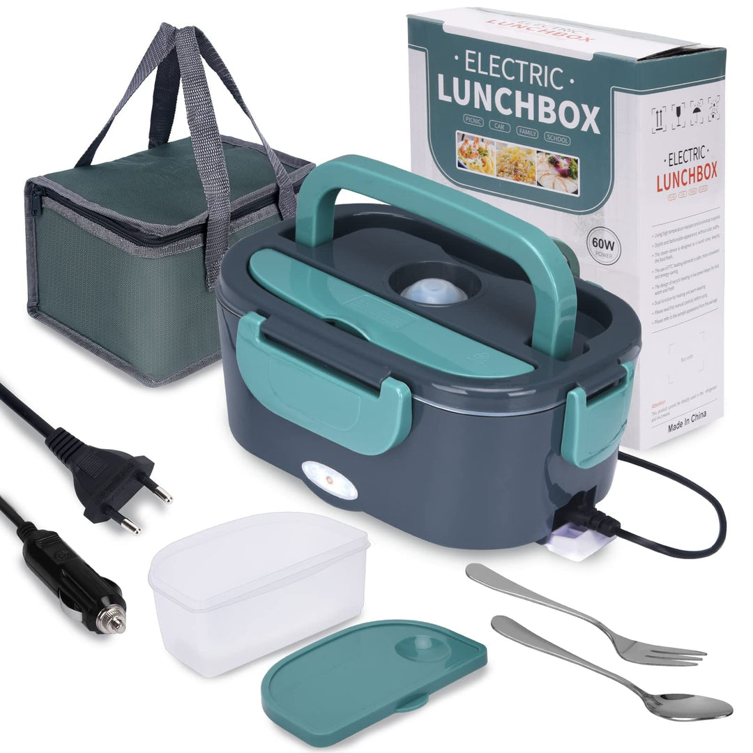 XREXS Elektrische Lunchbox, 3 In 1(12V/24V/220V) 60W 1,5L Speisenwärmer Auto, Edelstahl Lunchbox Ele