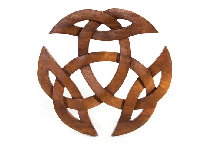Windalf Grosses Celtic Holz Wandbild ARWAIN Ø 30 cm Wandornament Offene Dreifalt Wandfigur Handarbei