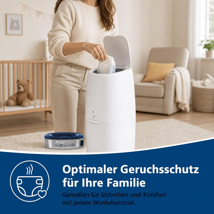 Angelcare Windeleimer Classic XL | komfortabel | Nachfüllkassette mit optimalen Geruchsschutz | 7-sc
