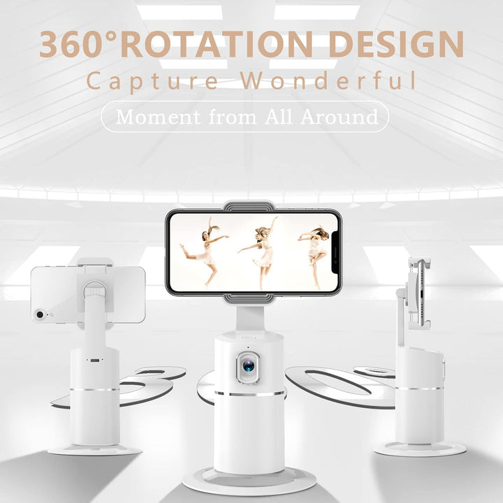 Handyhalterung für Smartphone,360 ° Drehbar Gesichts Tracker【Keine APP Erforderlich】 Selfie Stick,Ge