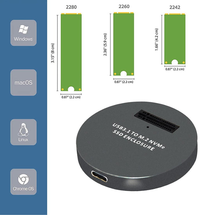 Chenyang CY Type C USB 3.1 USB C zu M.3 NVME M-Schlüssel NGFF SSD Externer PCBA Konveteradapter Vert