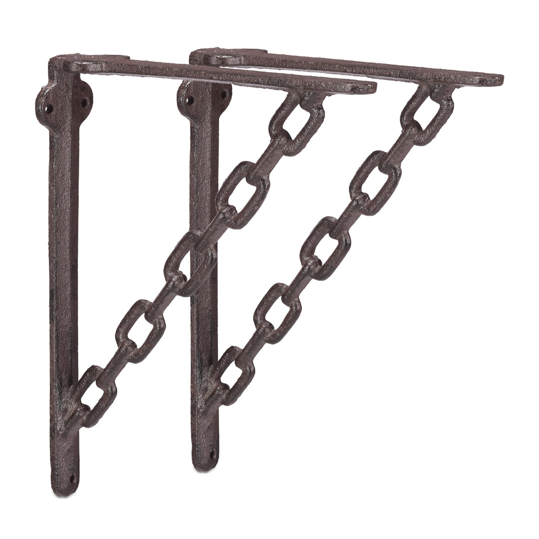 8 x Regalwinkel Gusseisen, Antik-Stil, Regalträger, ausgefallenes Ketten-Motiv, Wandhalter für Regal