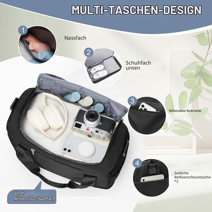 SEAFEW Reisetasche 24L, 40x30x20 Ryanair Handgepäck Tasche für Flugzeug Weekender Sporttasche Damen