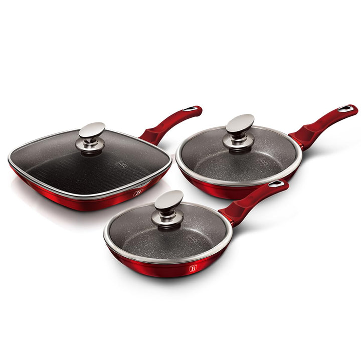 Berlinger Haus - BH/6189-6 PCS Frypan Set, Metallic Line Burgundy Edition
