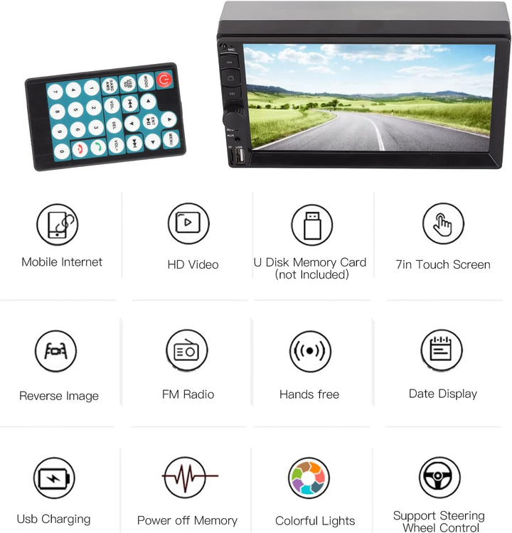 Bewinner 7 Zoll Doppel Din Autoradio, Bluetooth Autoradio MP5 Player mit Touchscreen, Freisprecheinr