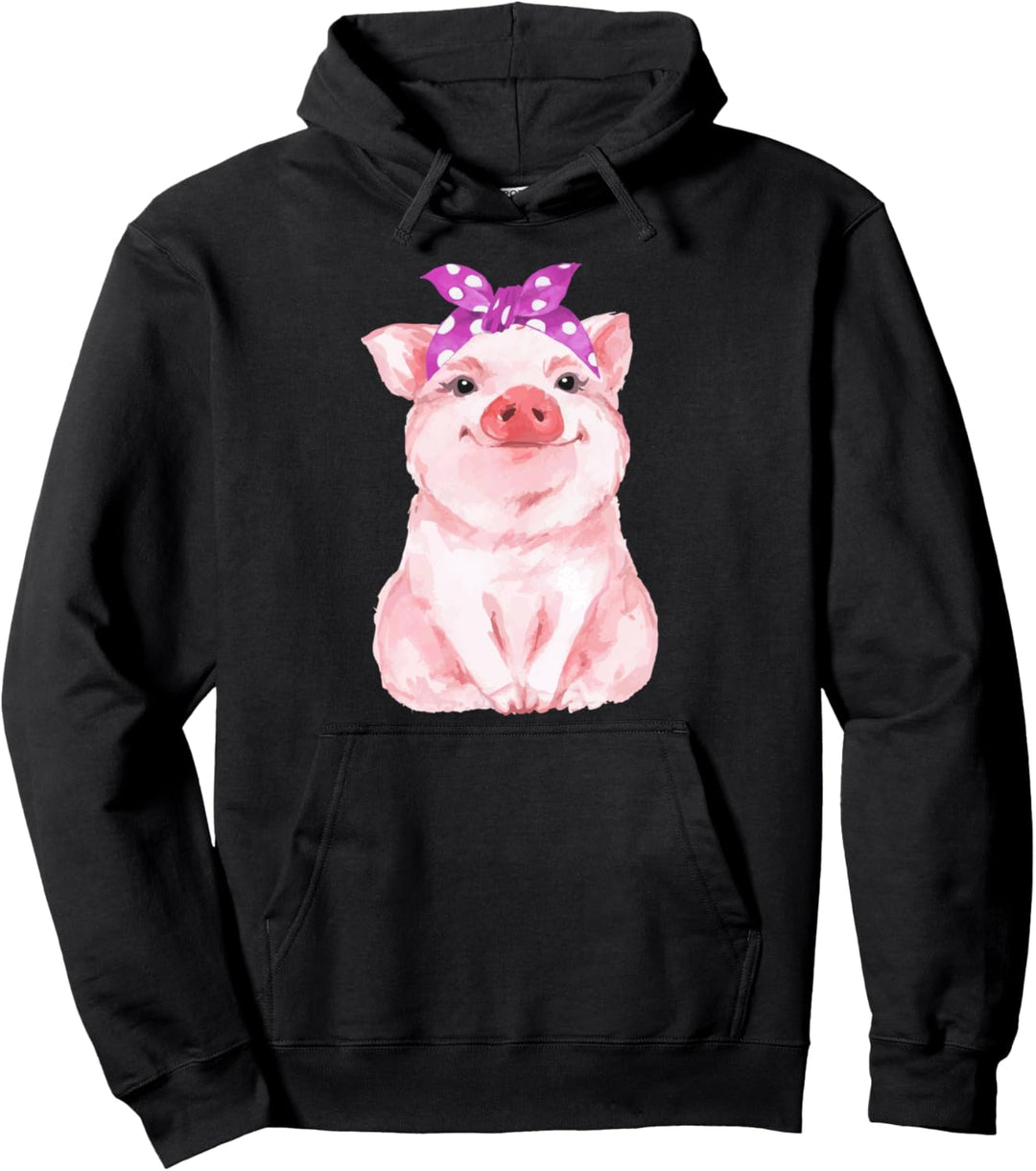 Schwein mit Bandana für Mädchen und Frauen Pullover Hoodie