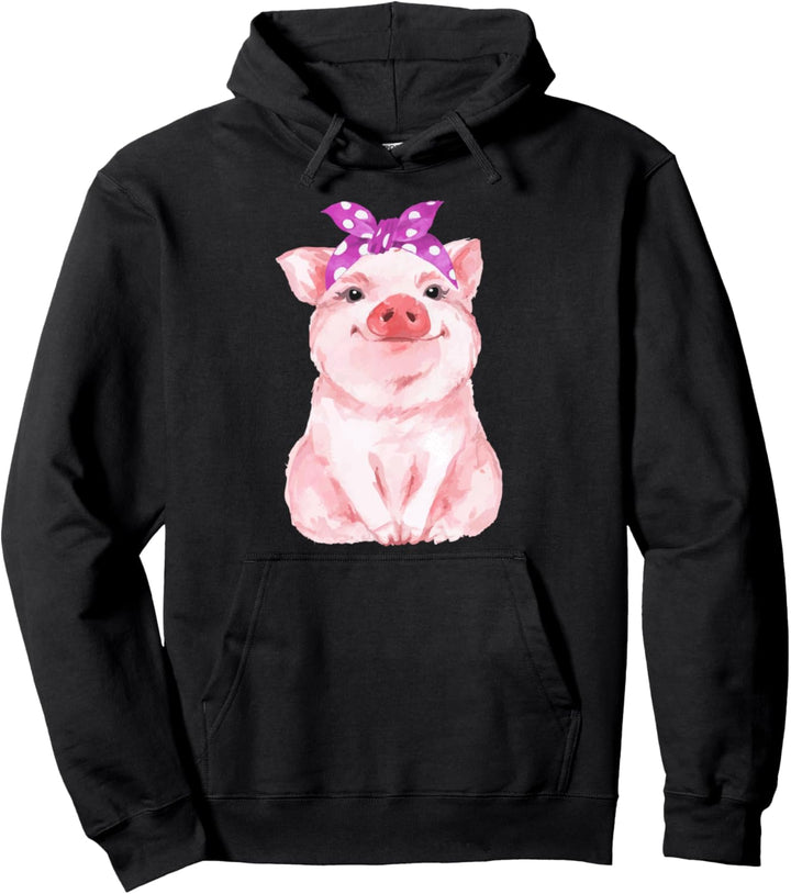 Schwein mit Bandana für Mädchen und Frauen Pullover Hoodie