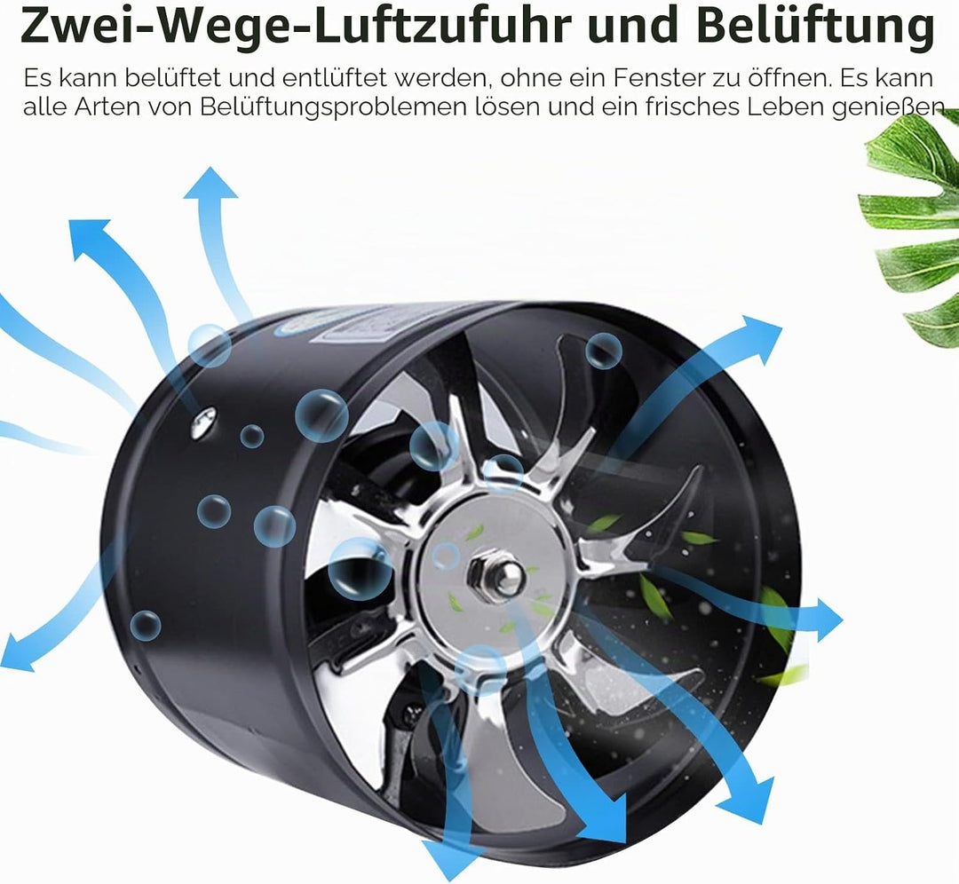 Axialer Rohrventilator Ø150mm, Abluftventilator Zuluft/Abluft, 25W Für Bad, WC, Küche, Gewächshaus,