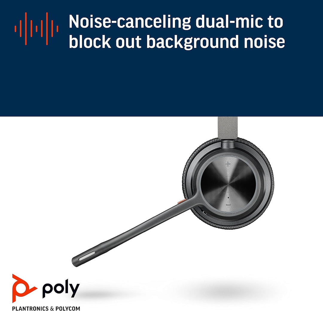 Poly – schnurloses Voyager 4320 UC-Headset (Plantronics) – Kopfhörer mit Mikrofonarm – USB-A-Bluetoo