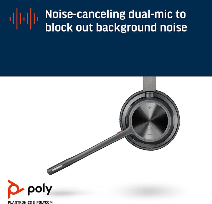 Poly – schnurloses Voyager 4320 UC-Headset (Plantronics) – Kopfhörer mit Mikrofonarm – USB-A-Bluetoo