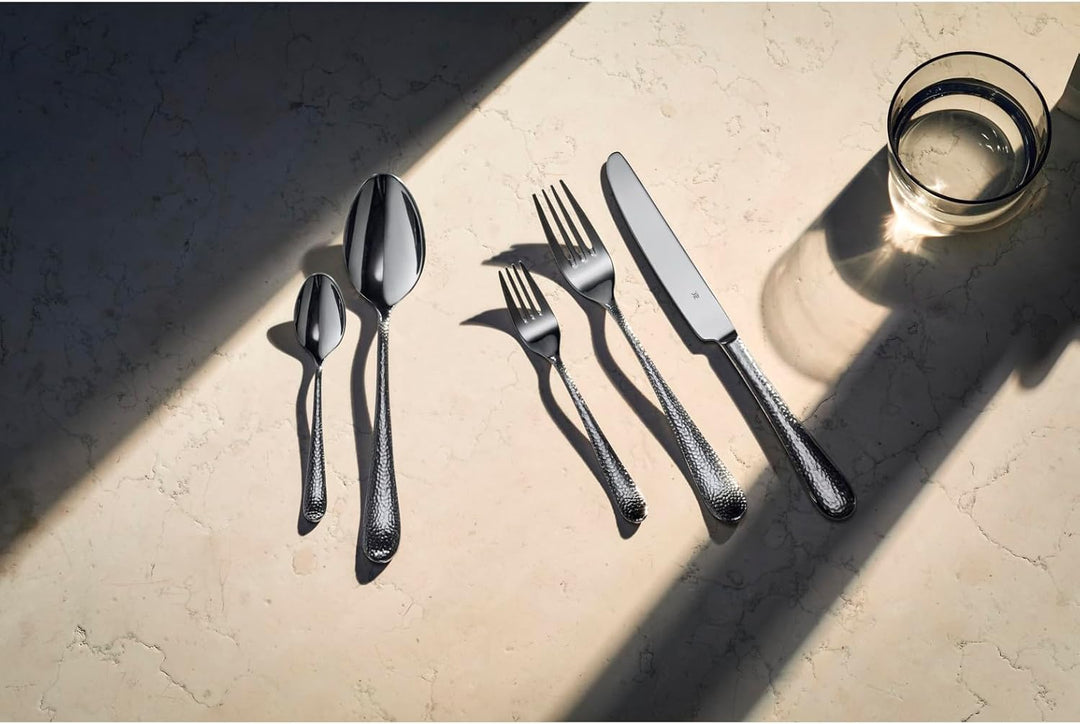 WMF Sitello Besteck Set 6 Personen, Cromargan, Essbesteck Set 30 teilig, Monobloc-Messer, Cromargan