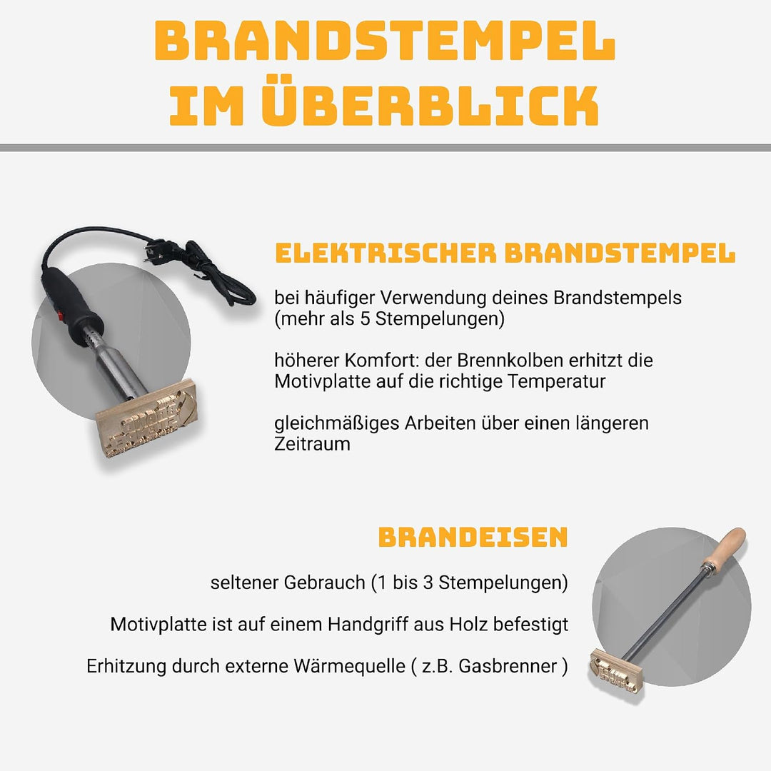 elektrischer Brandstempel mit deinem Schriftzug für Holz, Leder, Pappe - personalisiertes Schrift Br