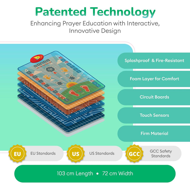 My Salah Mat - Interaktives Prayer Mat & Book für Kinder in 11 Sprachen (Englisch, Französisch, Arab