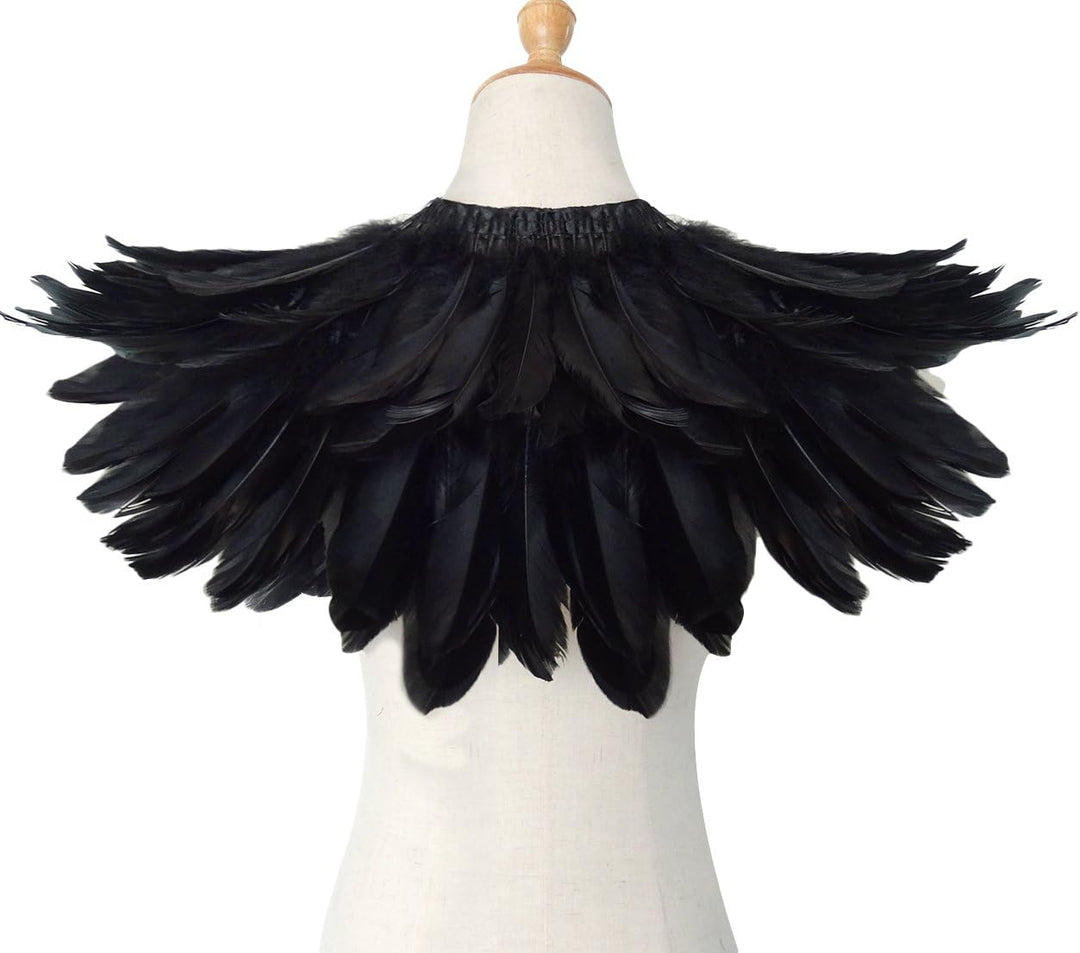 keland Gothic Feder Achselzucken Schal Poncho Halloween Party Kostüm Epauletten Fliege Krawatte Krag