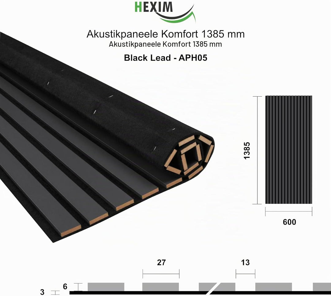 HEXIM Akustikpaneele 4 Stück 138,5x60cm Holz Comfort - flexible Holzpaneele Platten Lamellenwand Hol
